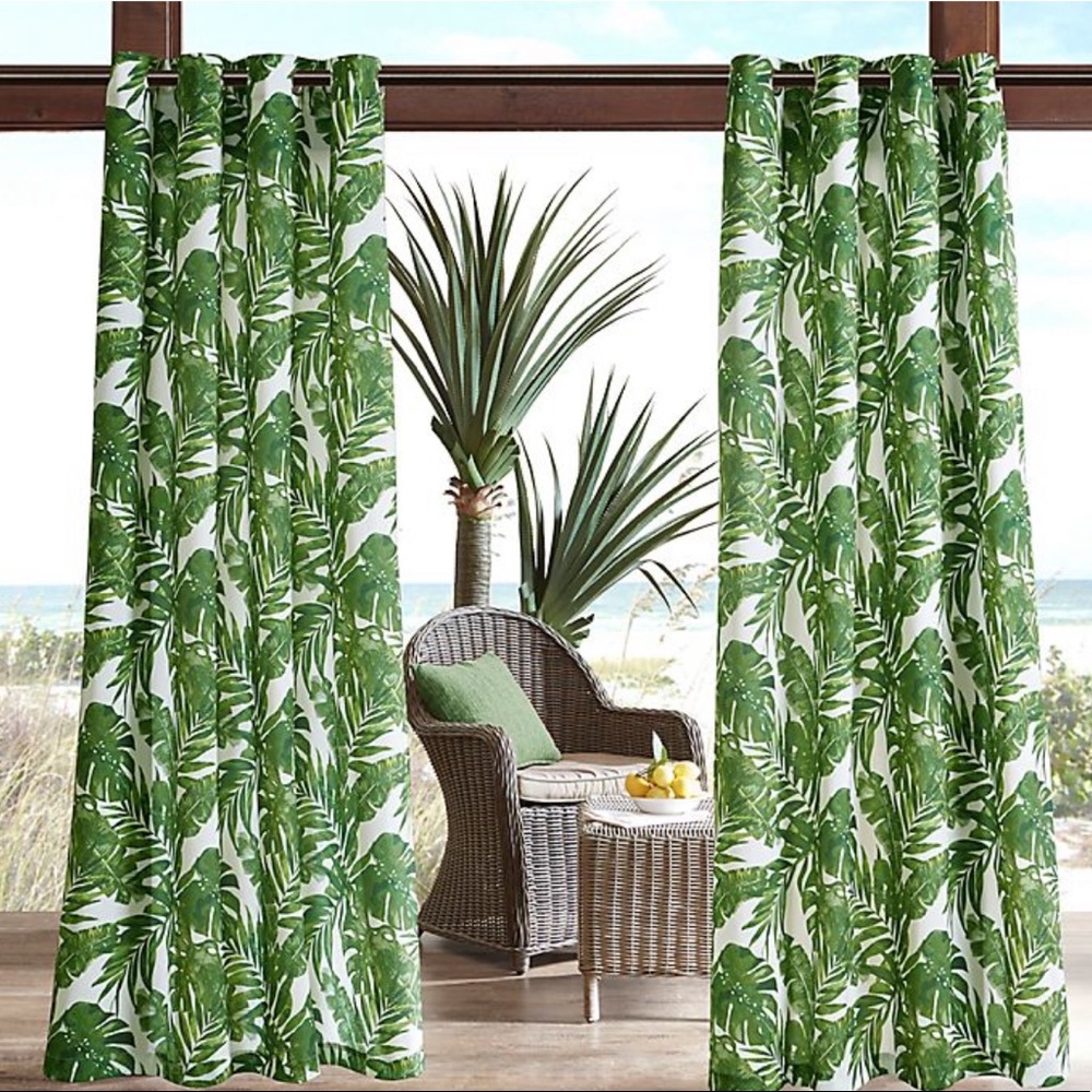 Palm Leaf Print Curtain Panels